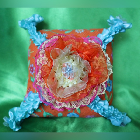 Hand Crafted VW Bug Gypsy Jar&Flower Power Pillow Set 60s Beachy Floral Aroma - Picture 7 of 13